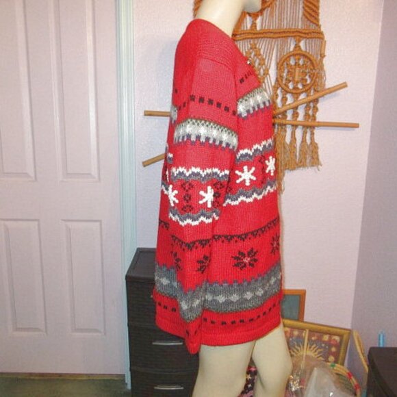 Vtg Neckworks 3D Knit Cardigan Sweater Size XL Alpaca Wool Fair Isle Snowflakes - Picture 8 of 11